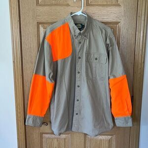 Cabela’s Upland Shooting Blaze Orange Khaki Long Sleeve Shirt Medium